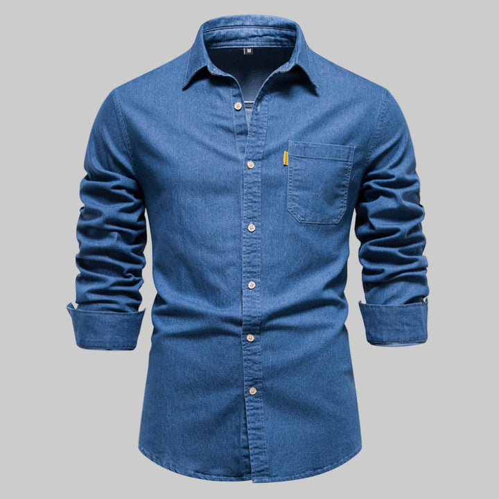 Herre langermet denimskjorte