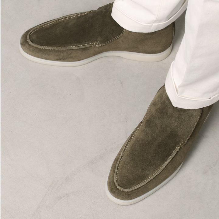 Elegant herreloafer i kalvborstet stoff