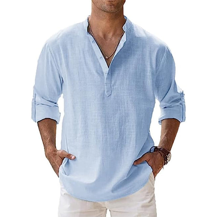 Somrig Henley-skjorta i lätt sommarväv för män