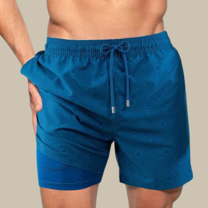 Trendy badeshorts for menn med fôr og telefonlomme