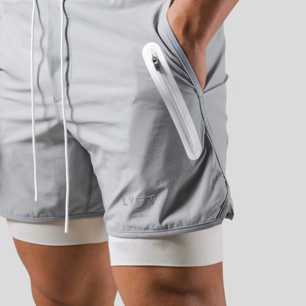 2-i-1 sport- og treningsshorts for menn