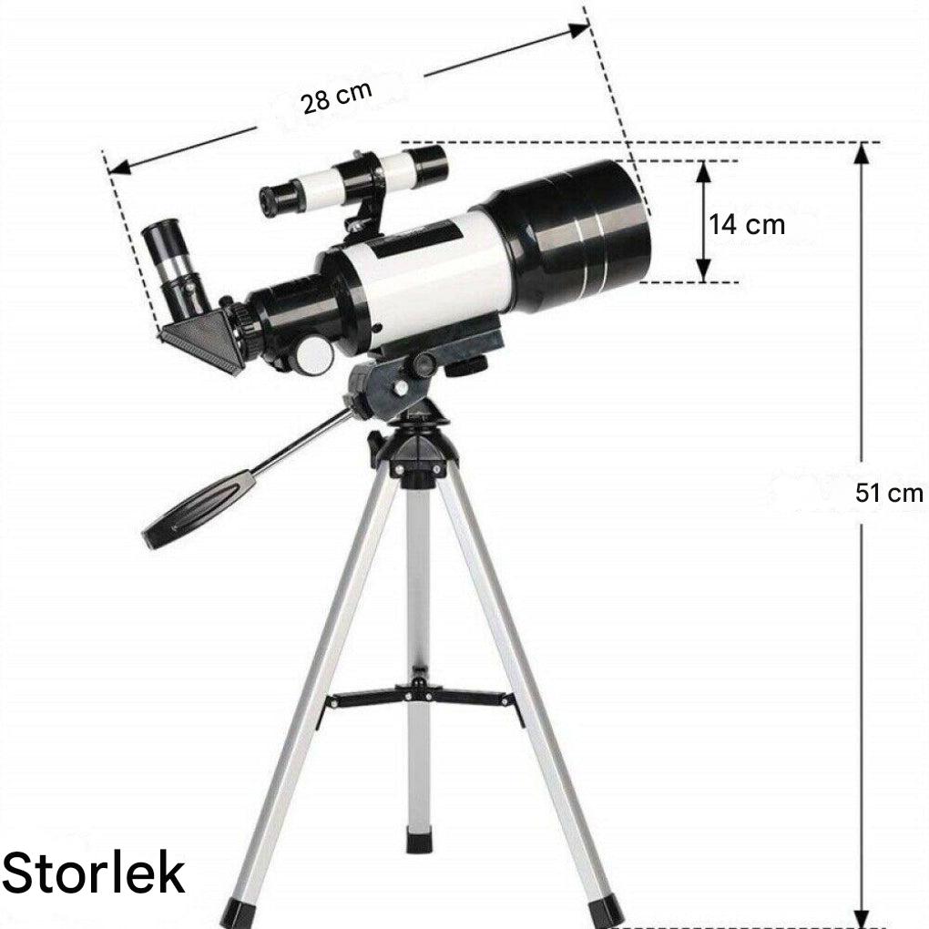 Professionellt 300/70 mm teleskop med stativ och telefonhållare