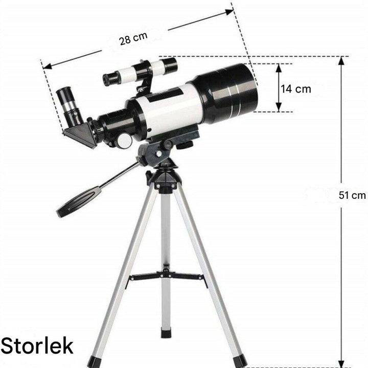 Professionellt 300/70 mm teleskop med stativ och telefonhållare