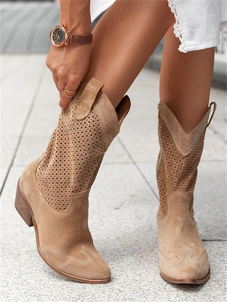 Halvhöga western-cowboyboots för kvinnor