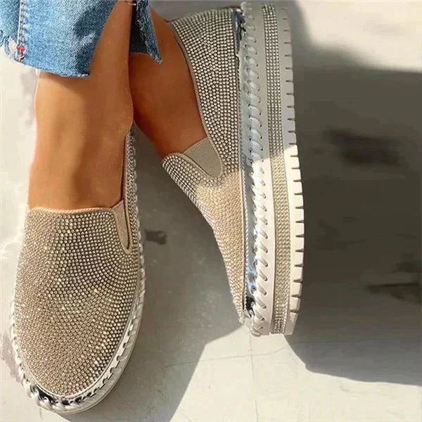Luksuriøse slip-on-sko med glitrende detaljer til kvinder