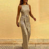 Lena - Elegant glittrande jumpsuit med midjeband