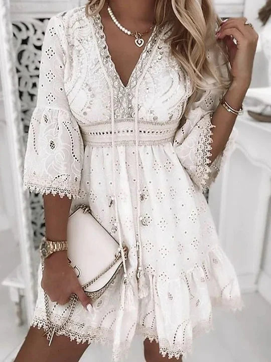 Boho sommerkjole med broderi