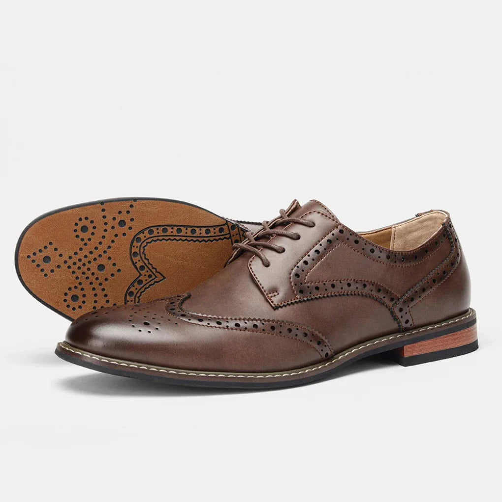 Læder Wingtip Brogue Oxford-sko med snøring