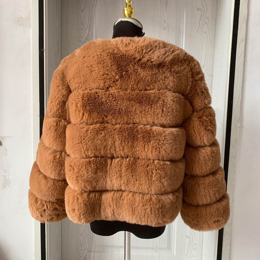 Dam mode kappa super het kort räv päls fluffig jacka