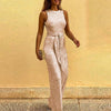 Lena - Elegant glittrande jumpsuit med midjeband