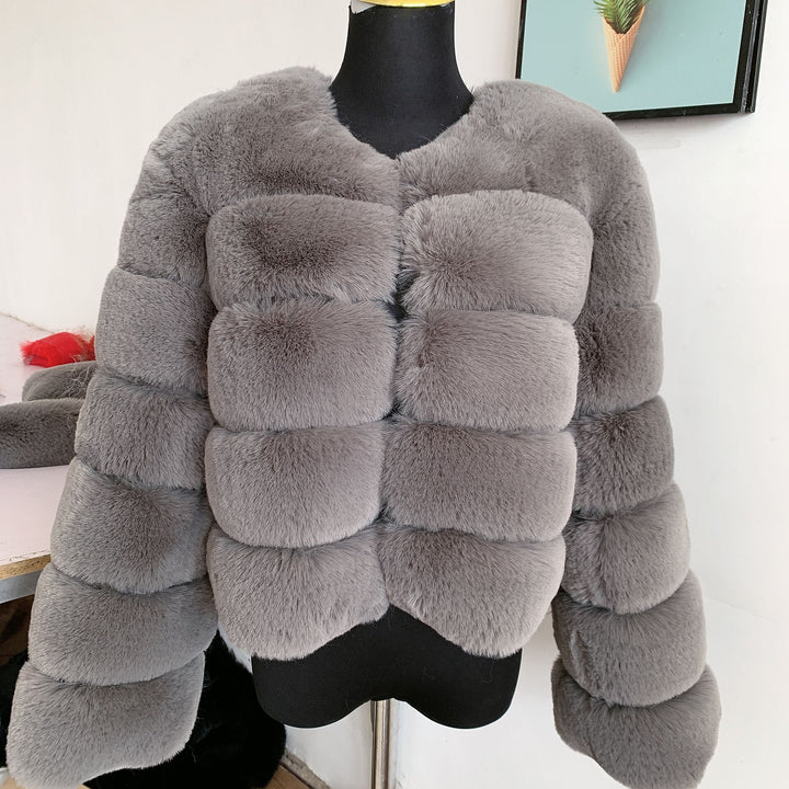 Dam mode kappa super het kort räv päls fluffig jacka