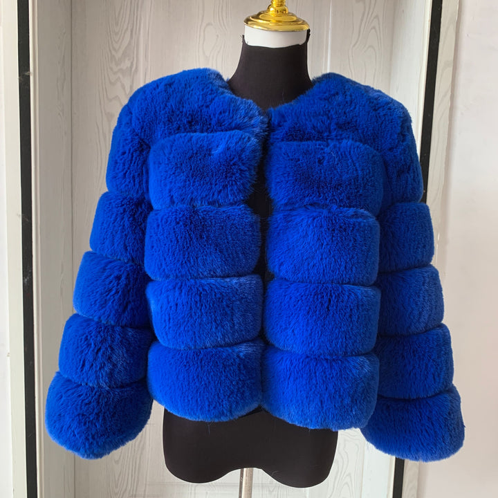 Dam mode kappa super het kort räv päls fluffig jacka