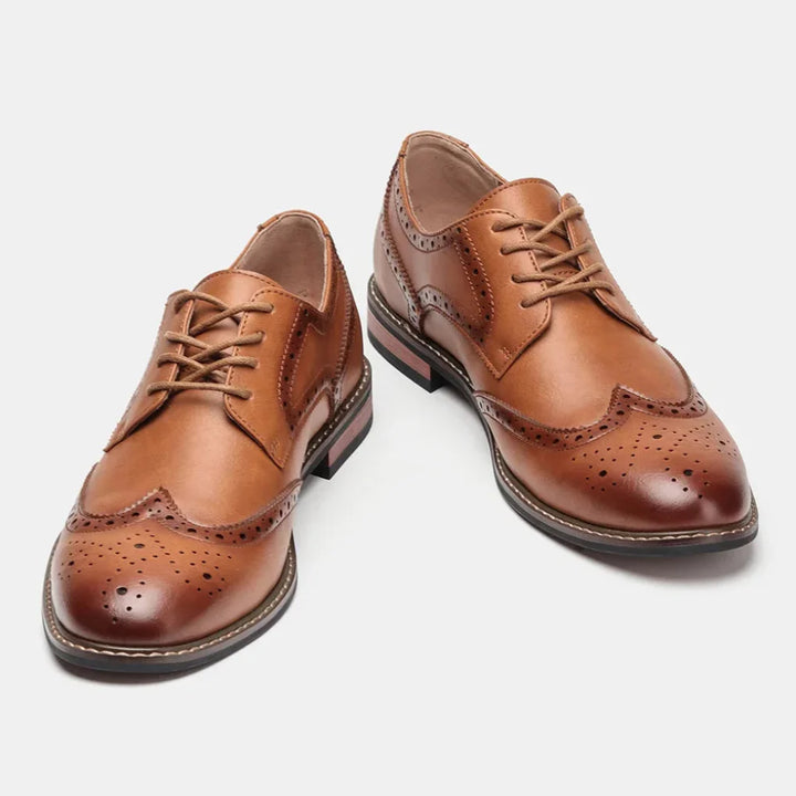 Læder Wingtip Brogue Oxford-sko med snøring