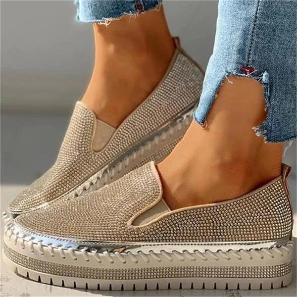 Luksuriøse slip-on-sko med glitrende detaljer til kvinder