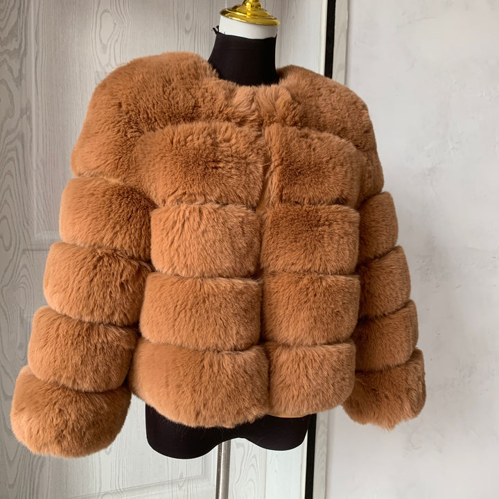 Dam mode kappa super het kort räv päls fluffig jacka