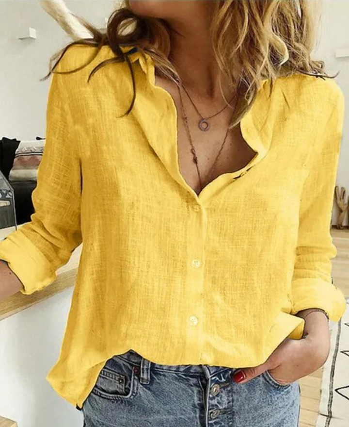 Langærmet bluse med elegant drapering og blødt stof