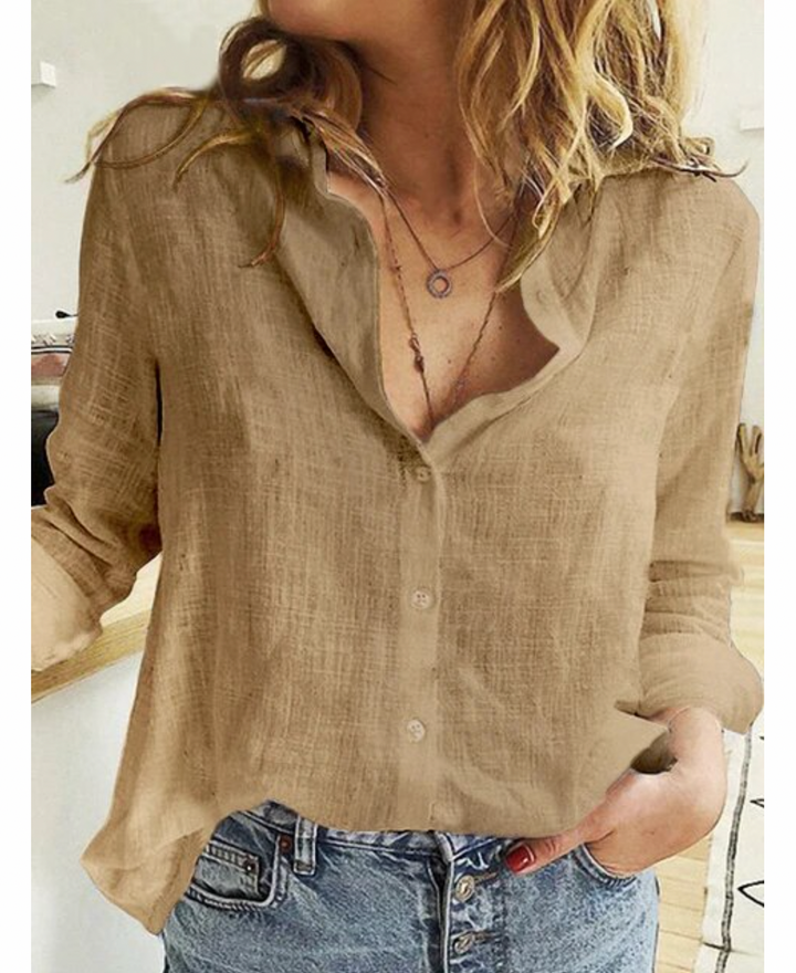 Langærmet bluse med elegant drapering og blødt stof