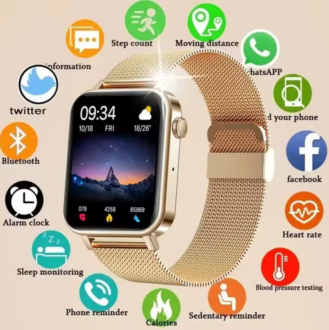 Elegant smartklokke med helsesporing for damer