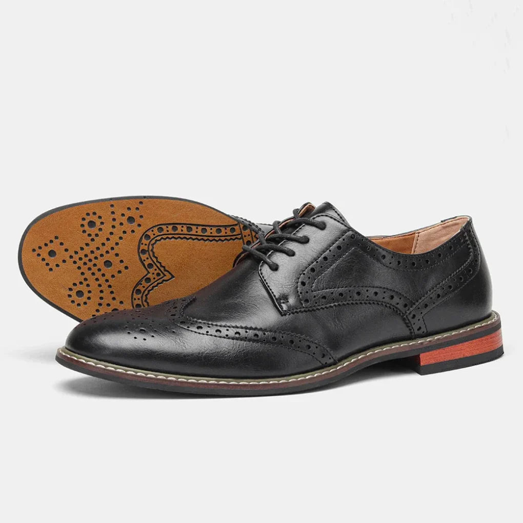 Læder Wingtip Brogue Oxford-sko med snøring