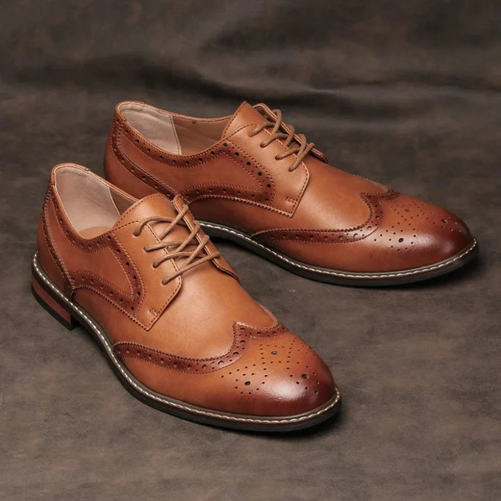 Læder Wingtip Brogue Oxford-sko med snøring
