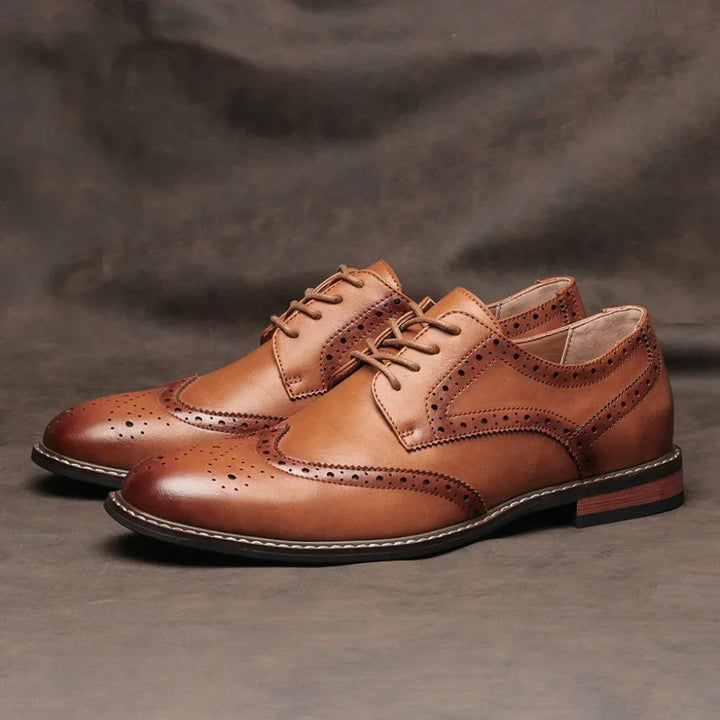Læder Wingtip Brogue Oxford-sko med snøring