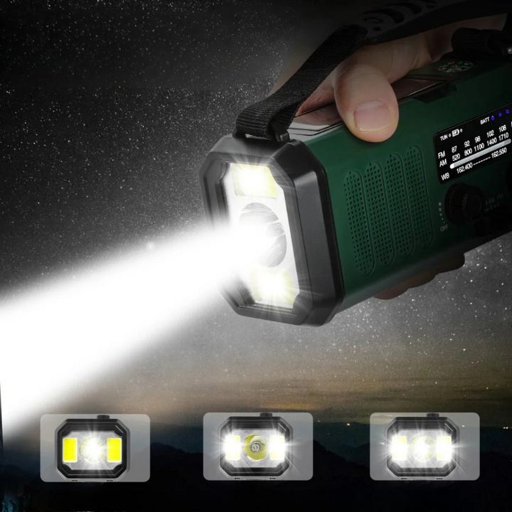 Universaali hätäveivi ja aurinkokennoradio