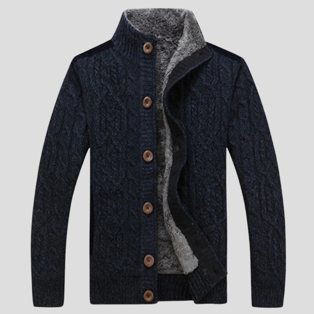 Herreplysjfôret cardigan