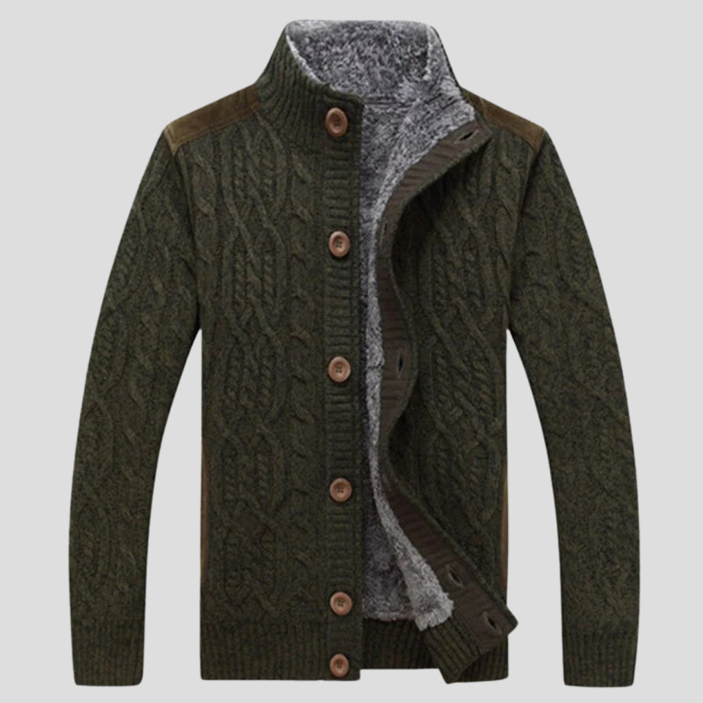 Herreplysjfôret cardigan