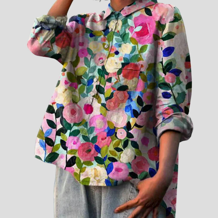 Blomstret bluse for kvinner