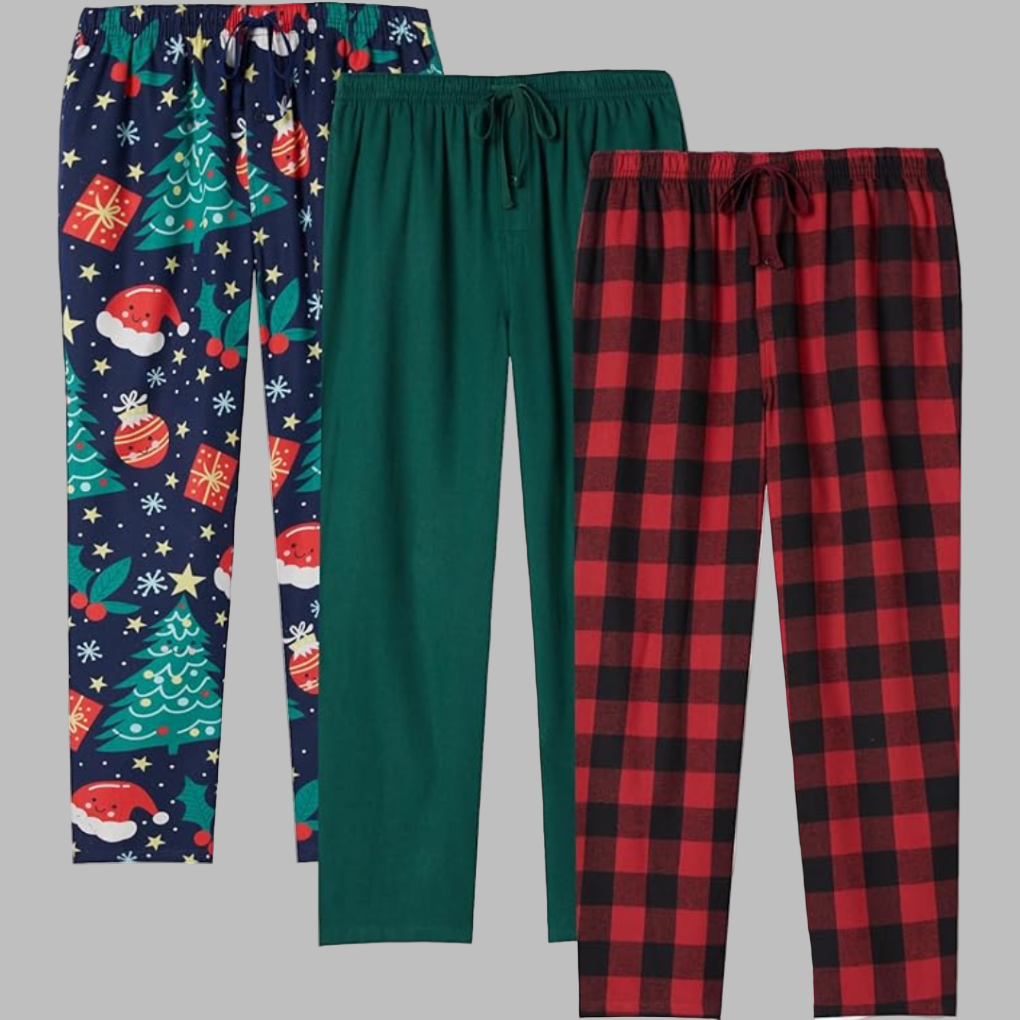3-pack flanellbyxor för män
