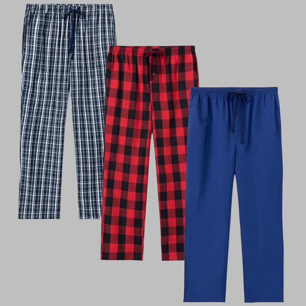 3-pack flanellbyxor för män