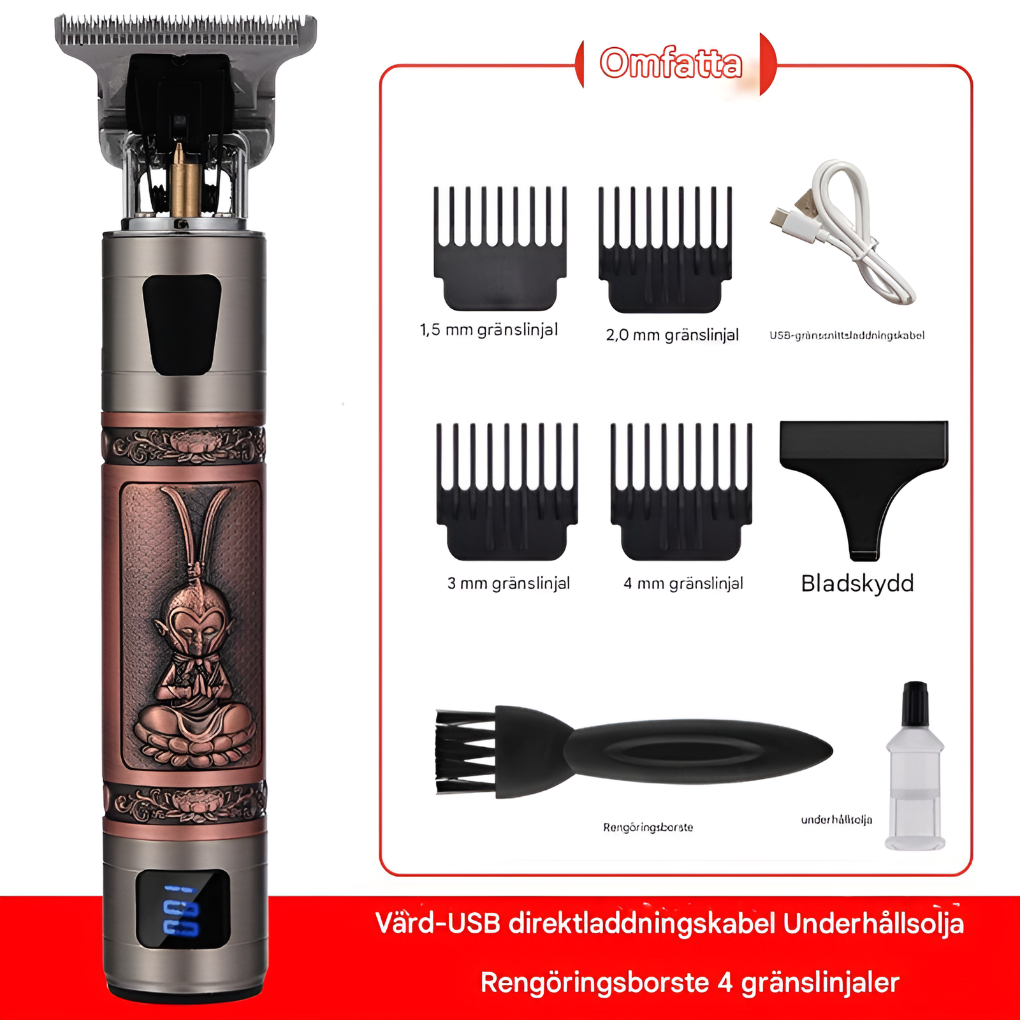 Uppladdningsbar hår- och skäggtrimmer