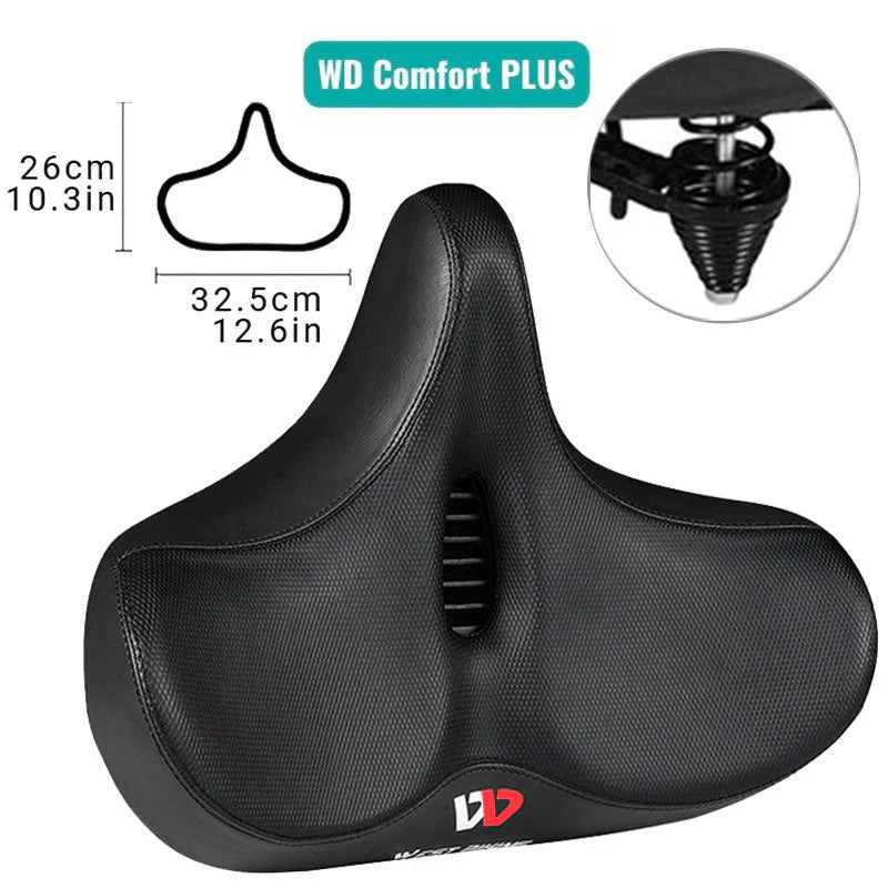 Ergonomisk og ekstra bred cykelsadel for maksimal komfort