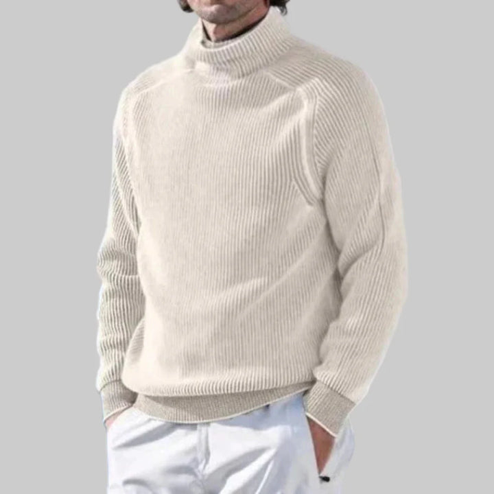 Herrtröja med polotröja, elegant enfärgad stickning