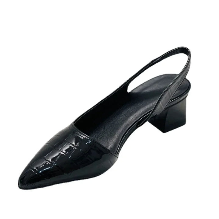 Elegante ortopædiske pumps med krokodillepræget design