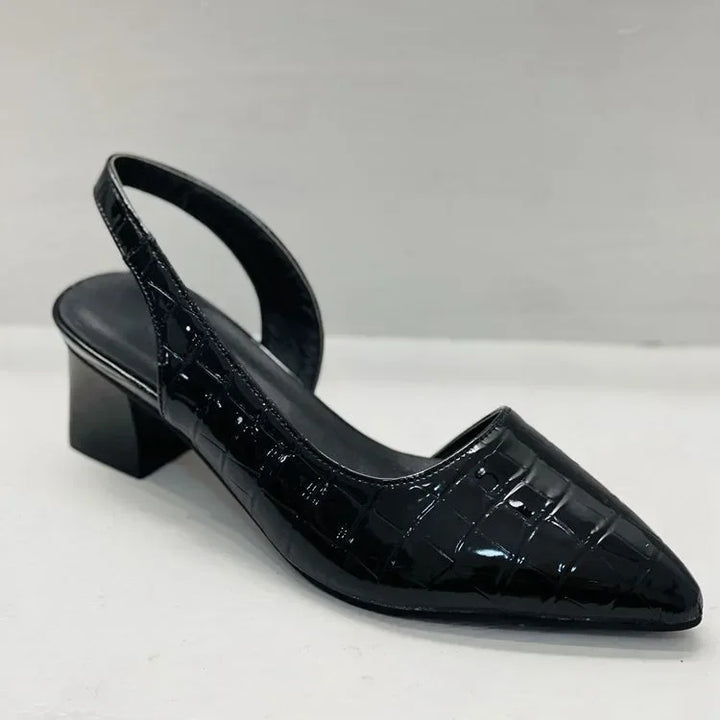 Elegante ortopædiske pumps med krokodillepræget design