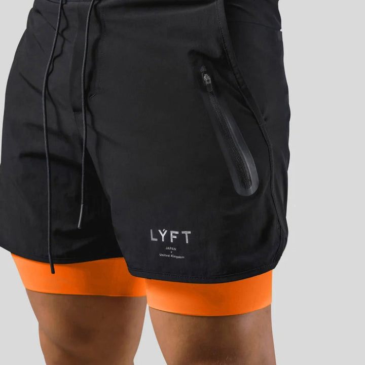 2-i-1 sport- og treningsshorts for menn