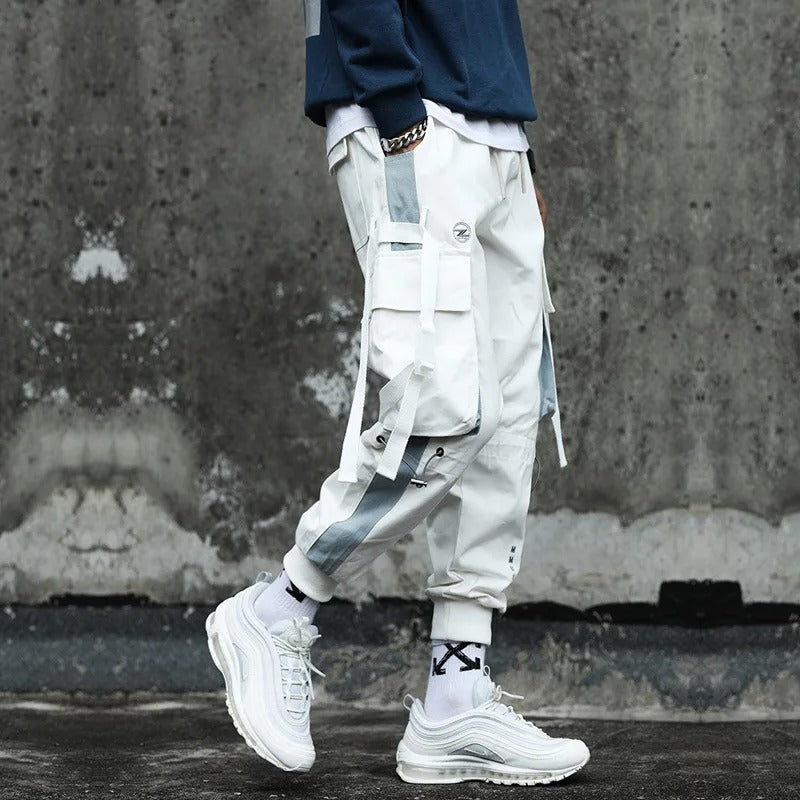 Streetwear haremsbyxor för män med flera fickor