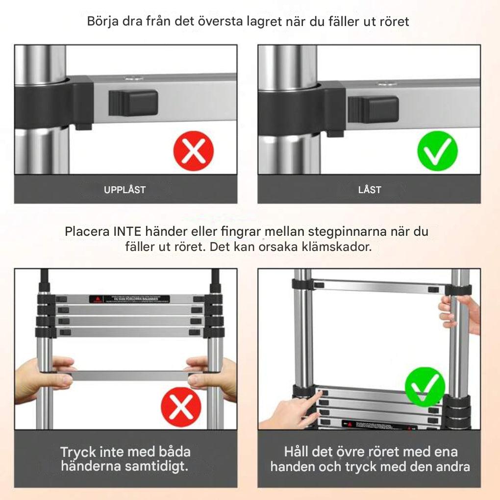 5 m/16,4 ft teleskopstege – lätt, bärbar och utdragbar