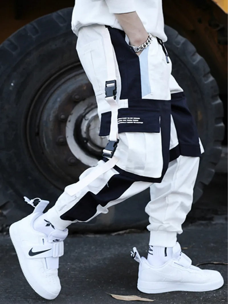 Streetwear haremsbyxor för män med flera fickor
