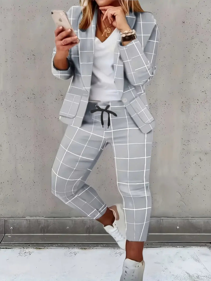 OfficeChic - Casual långärmad kavaj och byxor för kontorsarbete