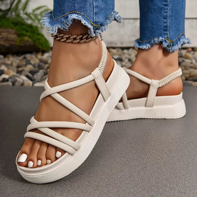 Mjuk sula Elastiskt ankelband Eleganta sandaler med plattform
