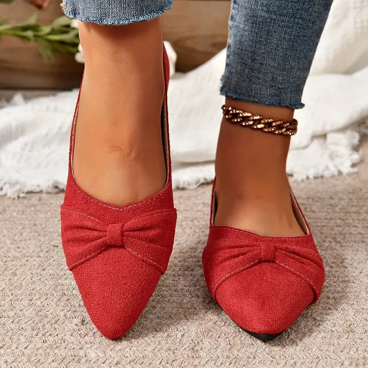 Bekväma slip-ons Eleganta ballerinaskor med rosettknut