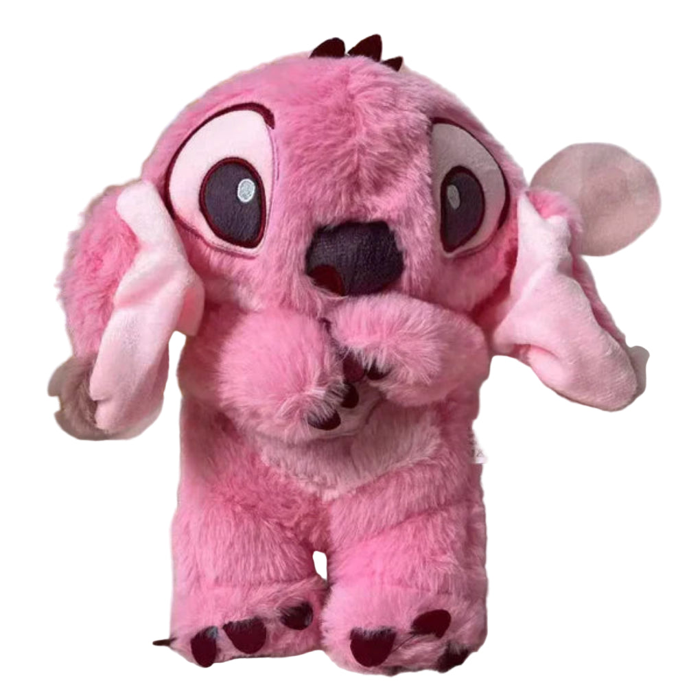 Calming plush toy with breathing simulation, soft and cuddly, anxiety relief; suitable for kids and adults, blue and pink.