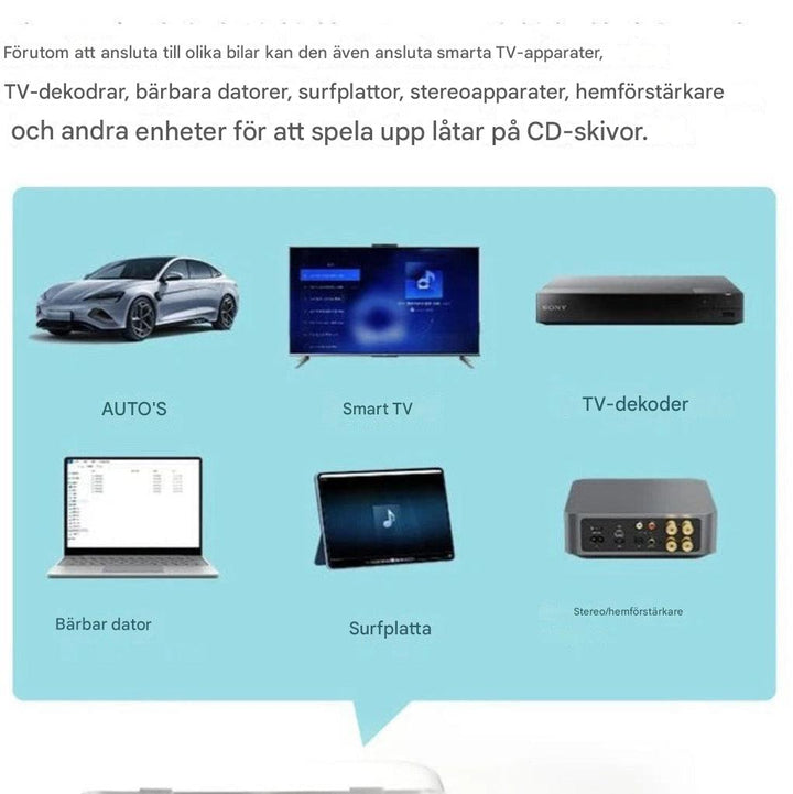 Bærbar bil-CD-afspiller – Højkvalitetslyd på farten