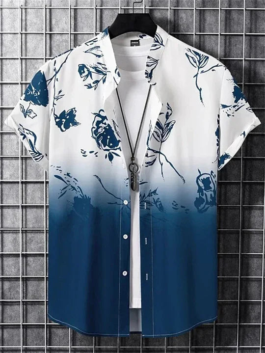 Hawaiiskjorta med 3D-blommönster