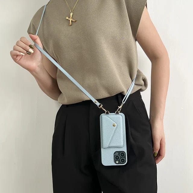 Elegant syntetisk stof crossbody-telefon taske med kortholder og nøglerem