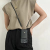 Elegant syntetisk stof crossbody-telefon taske med kortholder og nøglerem