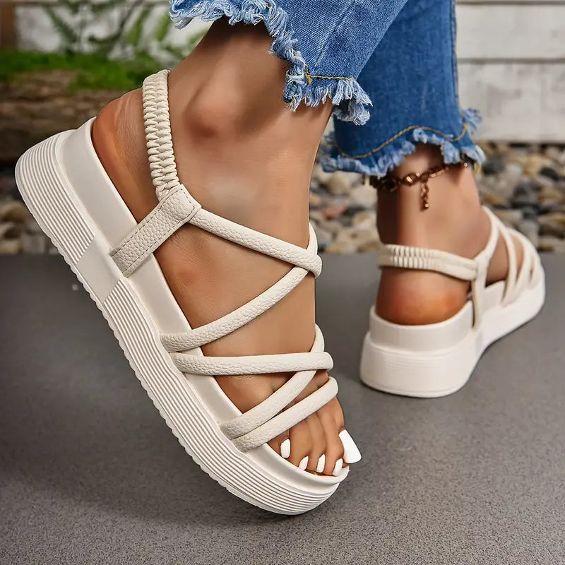 Mjuk sula Elastiskt ankelband Eleganta sandaler med plattform
