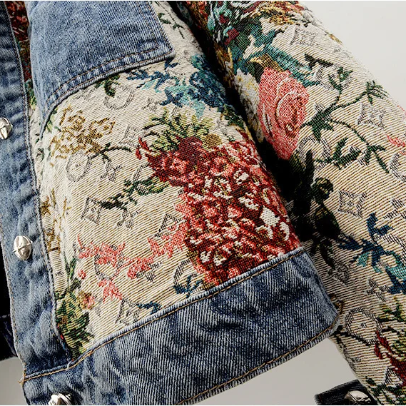 Blommig Jeansjacka för Damer